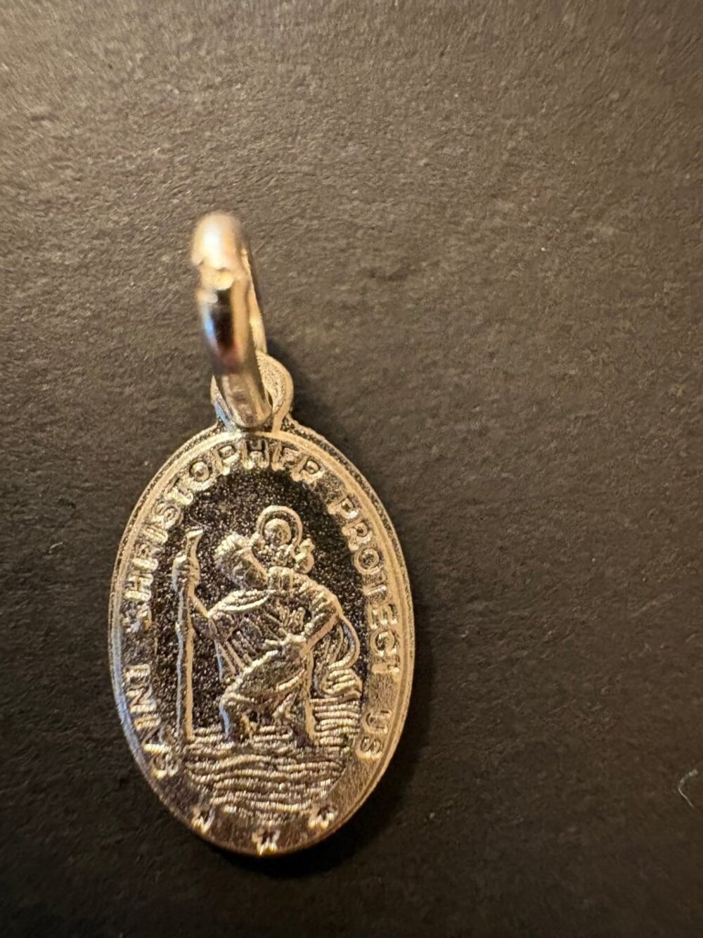 925 Sterling Silver St Christopher Medal Pendant 1.1g Italy Protect Us